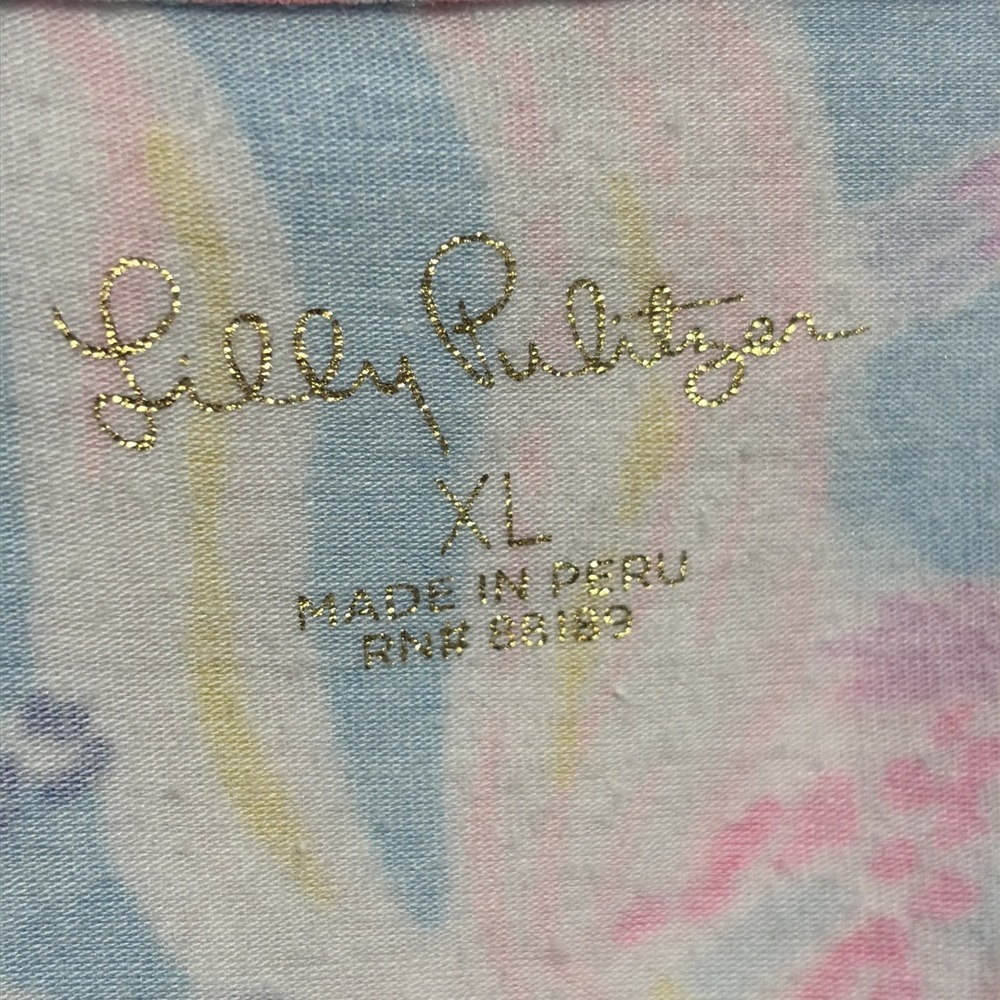 Lilly Pulitzer Finn Top Women's XL Blue Floral Boat Neck Long Sleeve Pima Cotton - Picture 6 of 7
